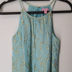 Lily Pulitzer blue and gold keyhole tank